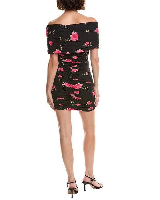 Magda Butrym Black Off-Shoulder Floral Midi Dress