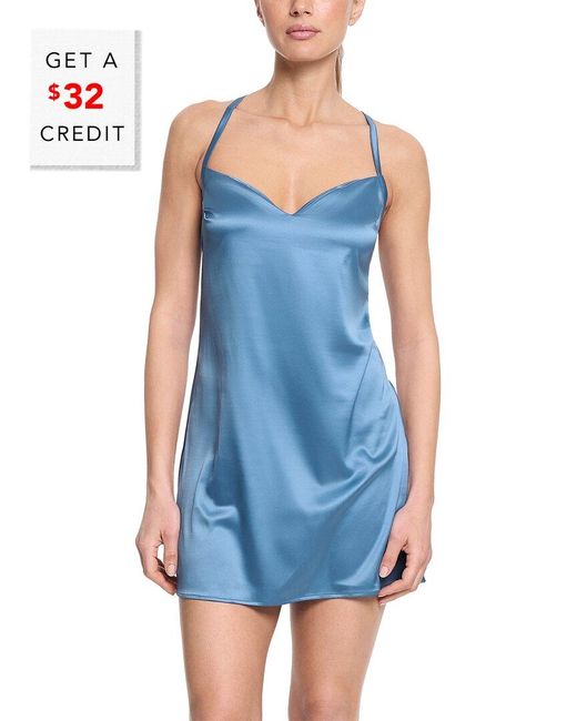 Hanky Panky Blue Satin Sleep Chemise With $32 Credit