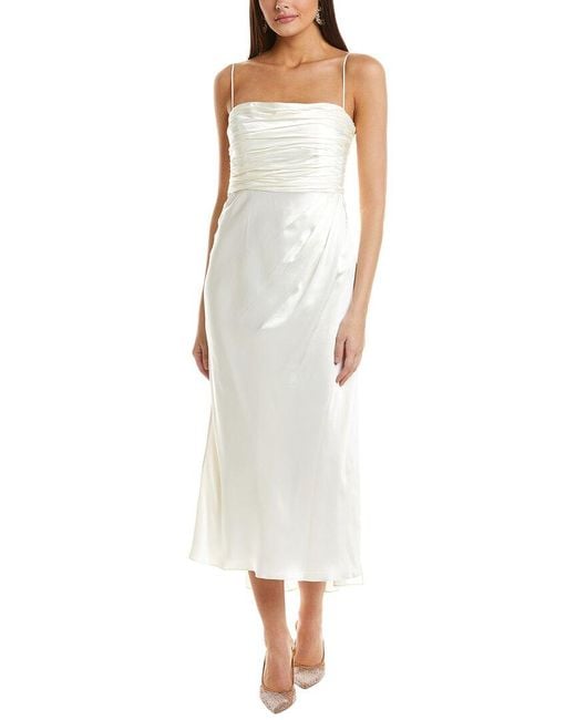 Cinq À Sept White Sydney Silk Midi Dress