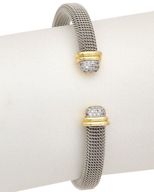 Juvell White 18k Two-tone Plated Cz Twisted Cable Cuff Bracelet