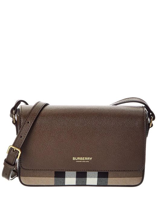 Burberry Brown Hampshire Small House Check Canvas & Leather Shoulder Bag