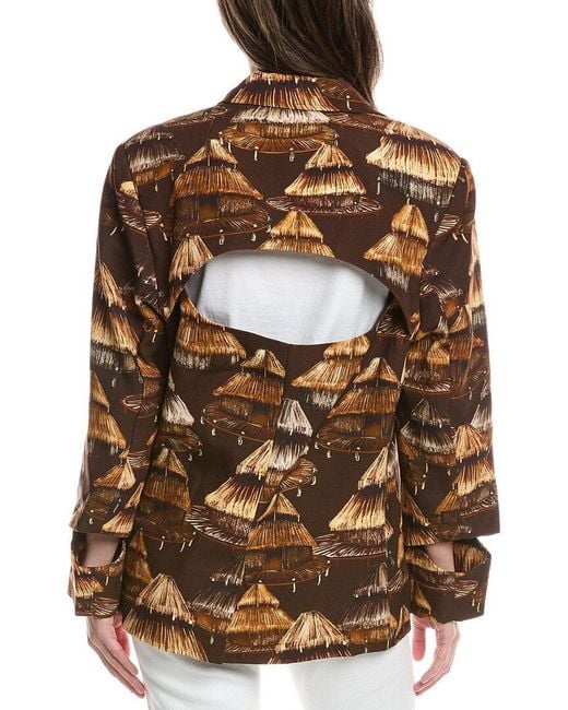 Farm Rio Brown Cutout Blazer
