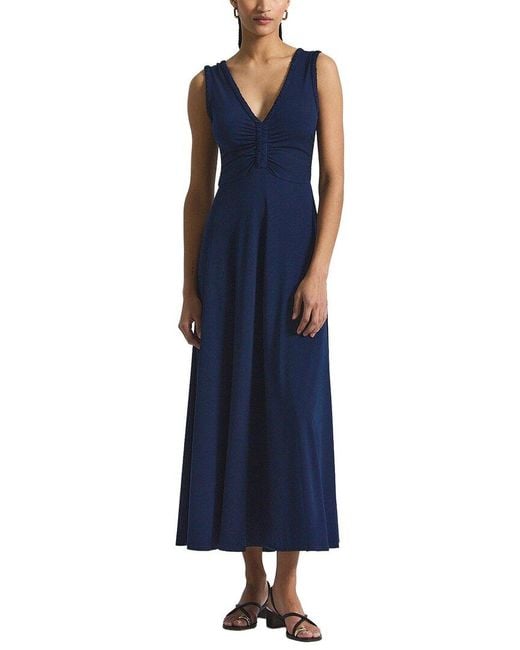 10 Crosby Derek Lam Blue Misha Matte Jersey Ruched Dress