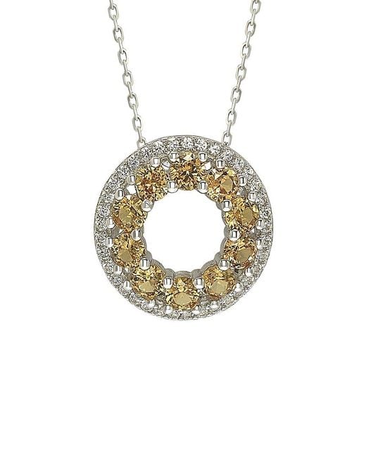 Suzy Levian Metallic Silver 0.02 Ct. Tw. Diamond & Sapphire Pendant Necklace