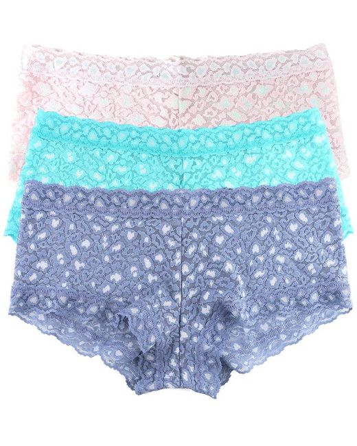 Hanky Panky Blue 3Pk Crossdyed Leopard Boyshort