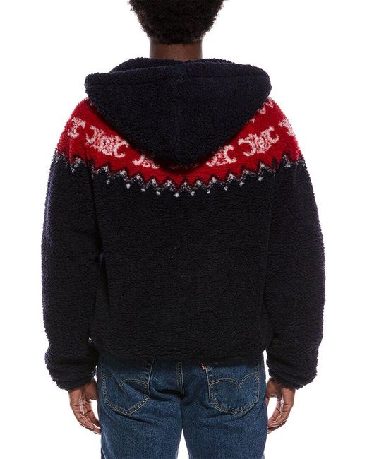 Céline Red Logo Fleece Wool-Blend Jacket for men