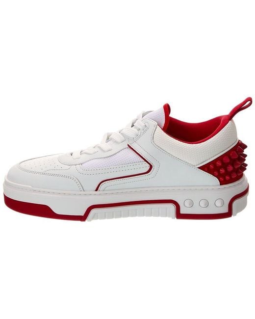 Christian Louboutin White Astroloubi Studded Leather Low-Top Trainers