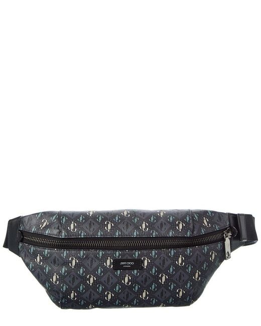 Jimmy Choo Gray Finsley Coated Canvas Belt Bag