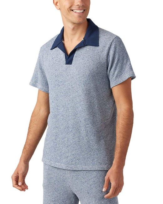 Sol Angeles Blue Pique Cabana Polo Shirt for men