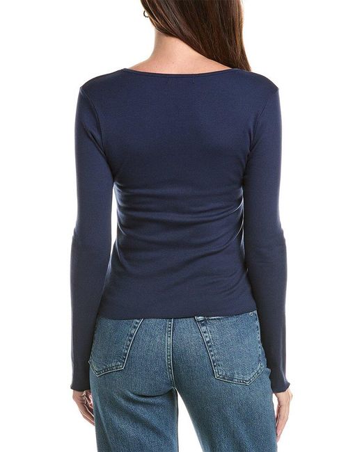 Michael Stars Blue Salem Mixed Henley Top