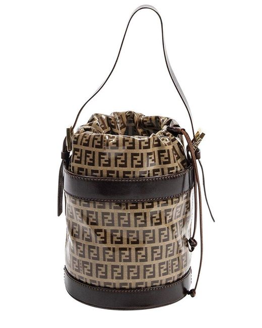 Fendi Black Zucchino-Print Coated Canvas Bucket Bag (Authentic Pre-Owned)