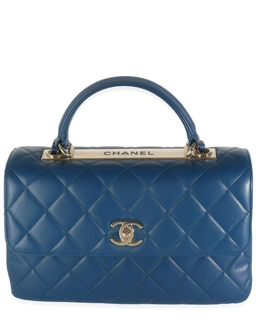 Chanel Blue Quilted Leather Medium Trendy Top Handle Bag (authentic Pre-loved)