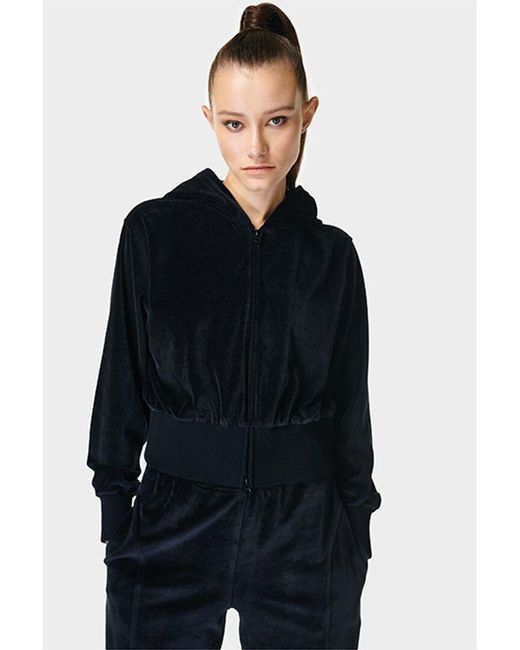 Sweaty Betty Black Retake Velour Zip Through Jacket