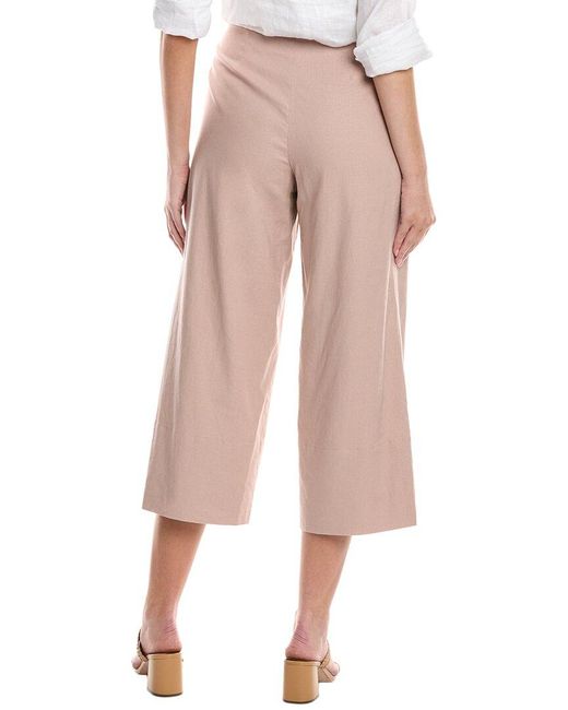 Vince Pink Crop Wide Linen-Blend Pant