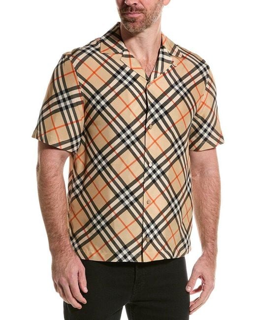 Burberry Brown Check Oversized Silk Shirt for men