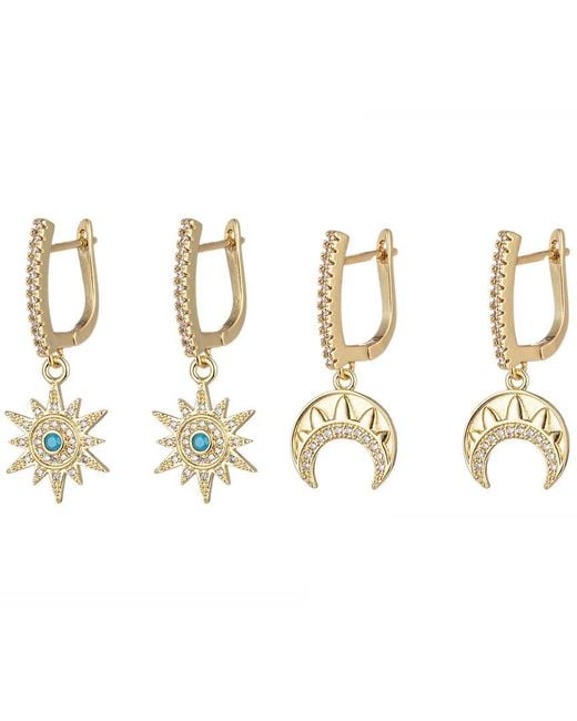 Eye Candy LA Metallic Luxe Collection Cz Moon & Star Huggie Earrings
