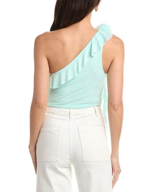 AFRM Blue Kellon One Shoulder Crop Top