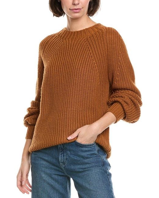 Elan Brown Wool-Blend Crewneck Sweater
