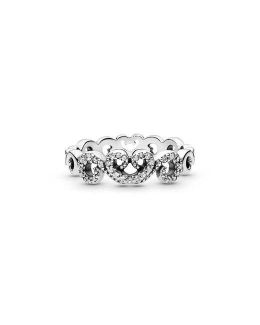 PANDORA Silver Cz Heart Swirls Ring in 