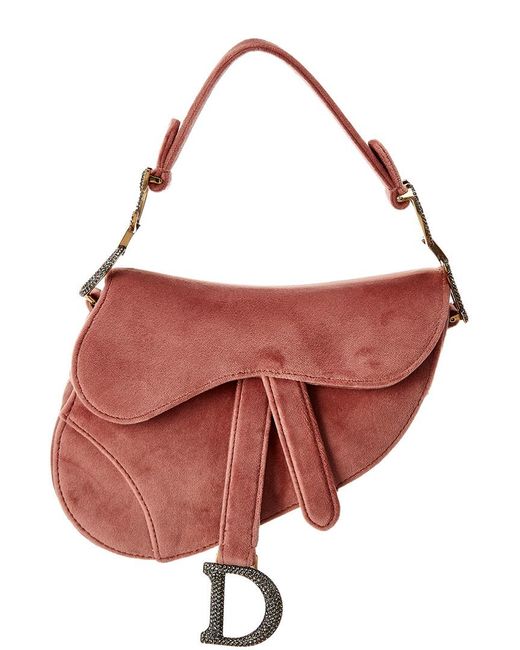 Dior Pink Mini Saddle Velvet Shoulder Bag