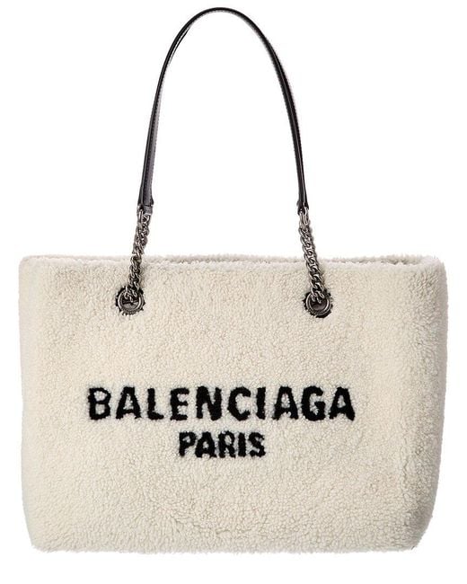 Balenciaga Natural Duty Free Medium Shearling Tote