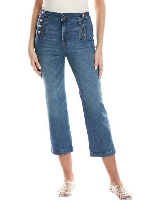 Karl Lagerfeld Blue Sailor Button Cropped Straight Jean