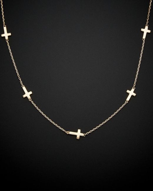 Italian Gold Black 14k Sideways Cross Necklace