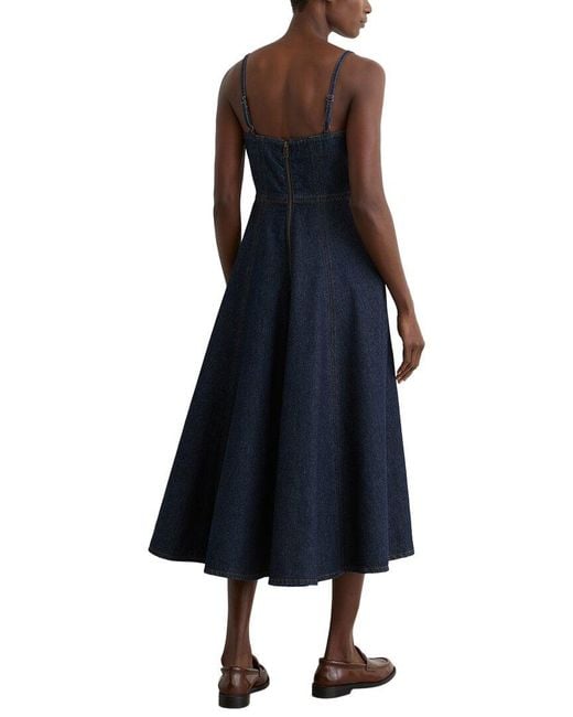 Reiss Blue Petite Emma Denim Fit And Flare Midi Dress