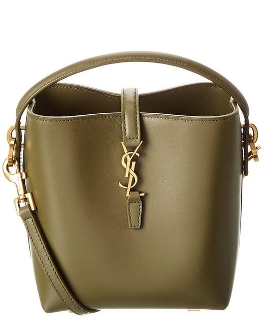 Saint Laurent Green Le 37 Mini Leather Bucket Bag