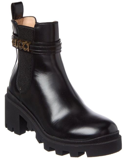Gucci Black Logo Leather Boot