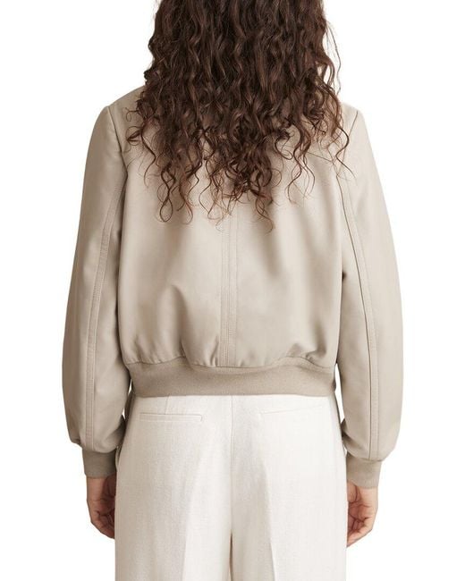Reiss Natural Jasmine Leather Bomber Jacket