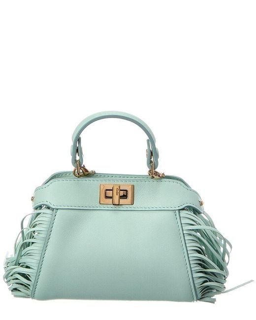Fendi Green Nano Peekaboo Leather Clutch