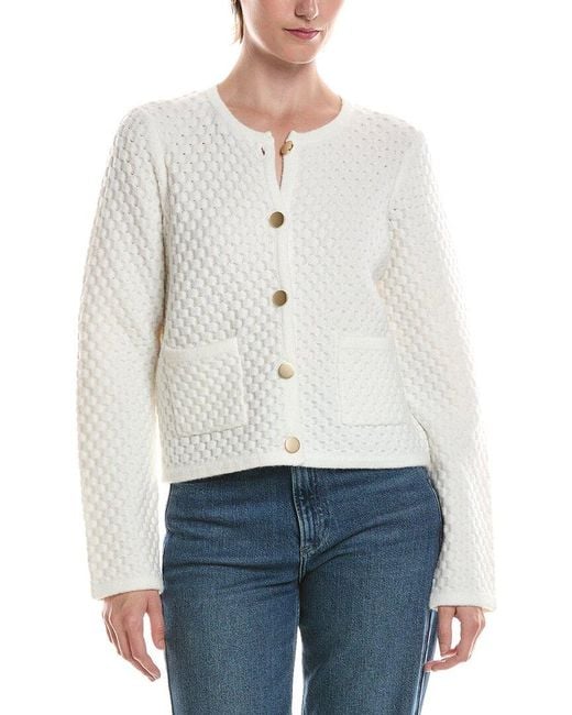 Michael Stars White Cera Honeycomb Stitch Cardigan