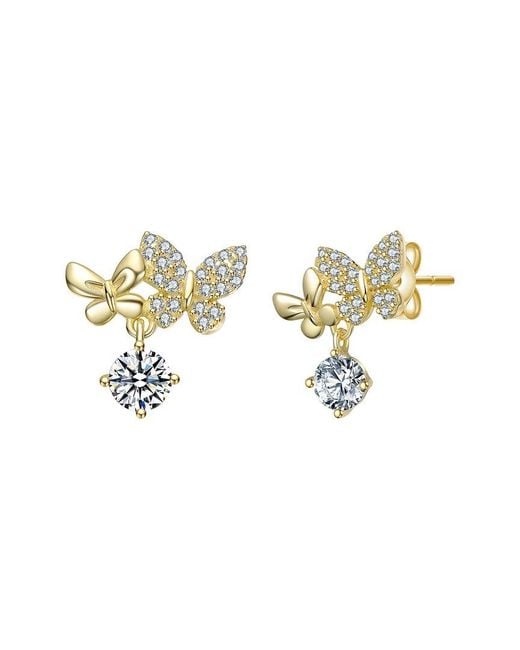 Rachel Glauber White 14K Plated Cz Butterfly Earrings