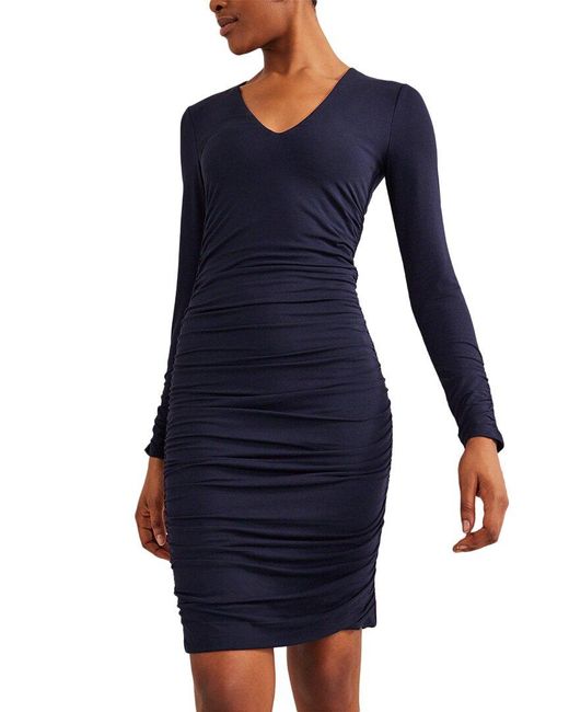 Boden Blue Ruched Body Jersey Mini Dress