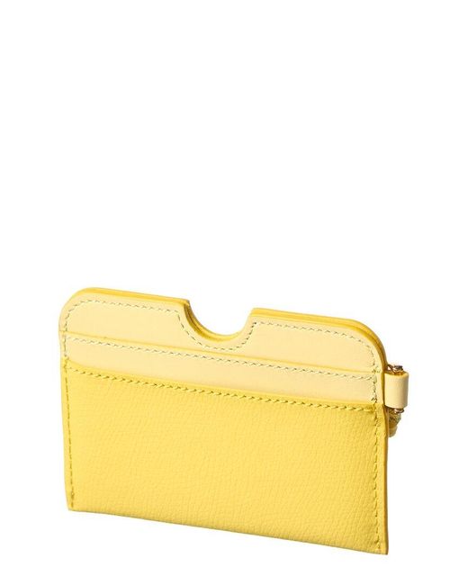 Fendi Yellow Ff Diamond Leather Card Case
