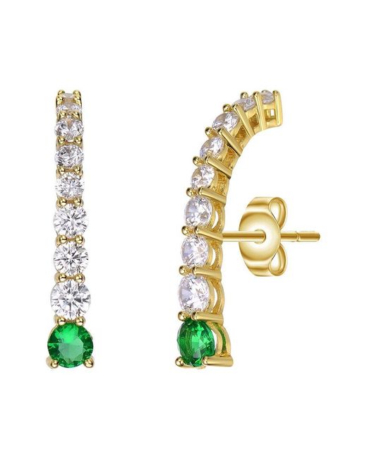 Genevive Jewelry White 14k Over Silver Cz Earrings