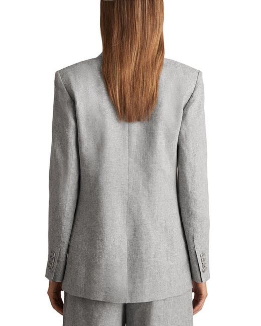 Reiss Gray Willow Linen-Blend Jacket