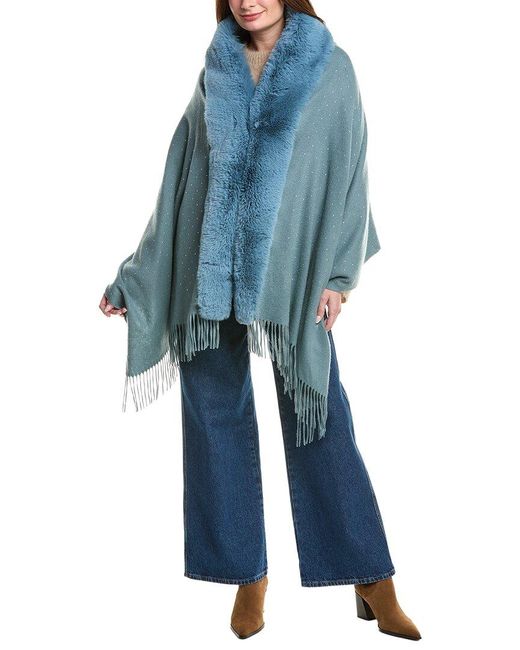 La Fiorentina Blue Embellished Cashmere Wrap