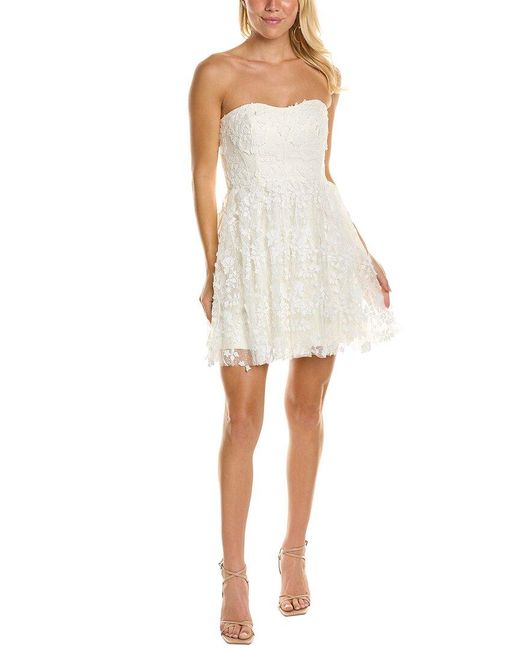 ML Monique Lhuillier White Applique Lace Mini Dress