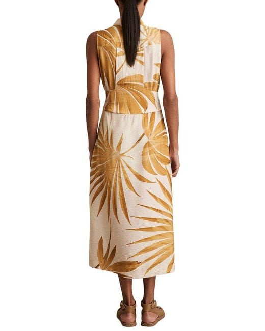 Reiss Metallic Morgan Palm Print Sleeveless Dress