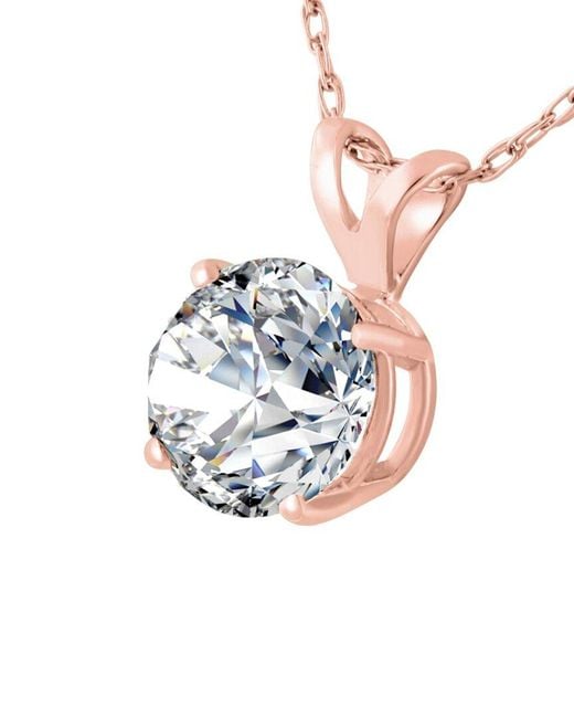 Lab Grown Diamonds White 14K Rose 5.00 Ct. Tw. Lab-Grown Diamond Solitaire Pendant Necklace
