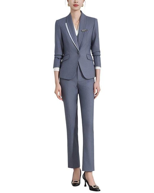 Linda Charm Blue 2Pc Blazer & Pant Set