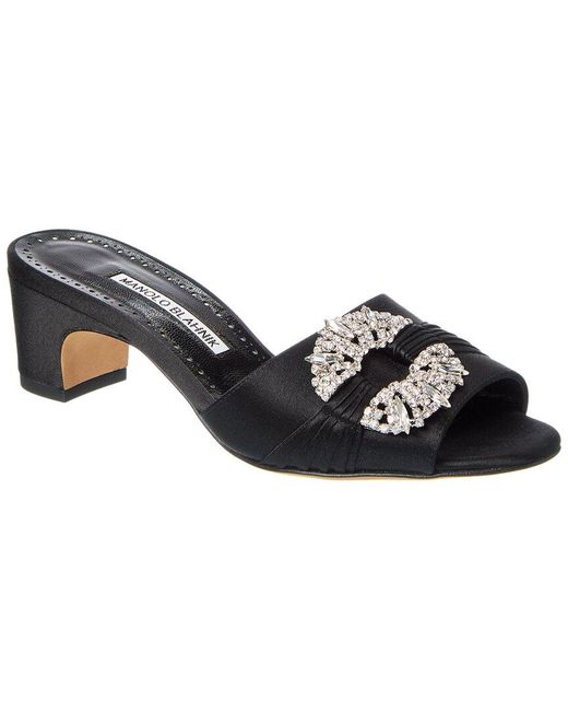 Manolo Blahnik Black Prinap 50 Satin Sandal