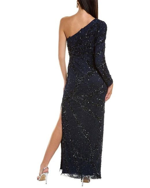 THEIA Blue Evangeline Beaded Gown