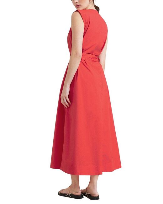 MODERN CITIZEN Red Sloane V-neck Tie-waist Dress