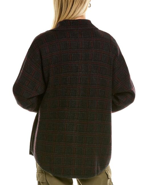 Autumn Cashmere Black Plaid Cashmere & Wool-blend Shacket