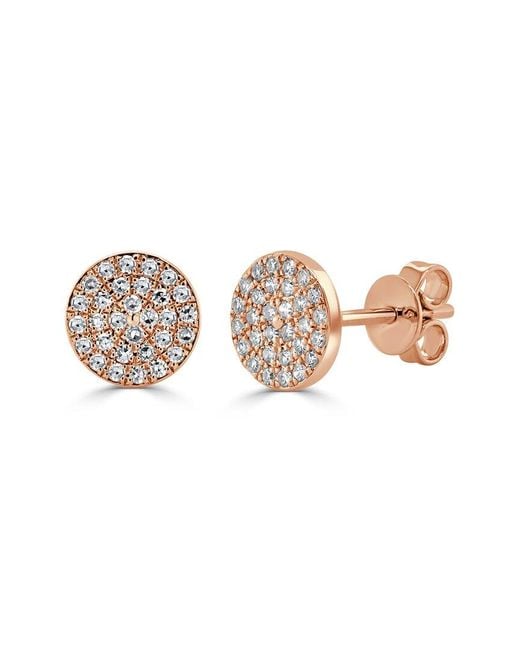 Sabrina Designs White 14k Rose Gold 0.18 Ct. Tw. Diamond Disc Studs