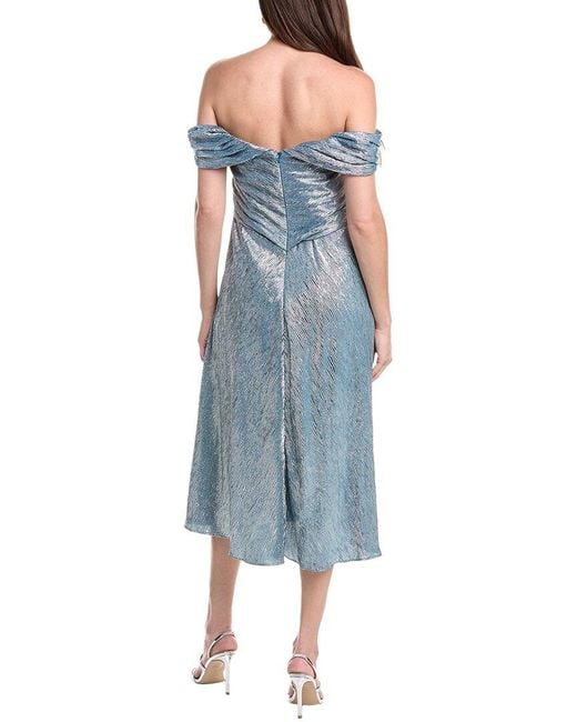 Rene Ruiz Blue Pleated Cocktail Dress