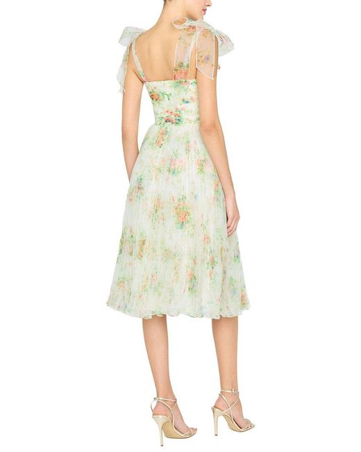 THEIA Yellow Betty Midi Dress